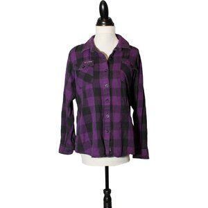 Hot Leathers Plus Size XXL Purple & Black Plaid Flannel Shirt | Goth Grunge Emo